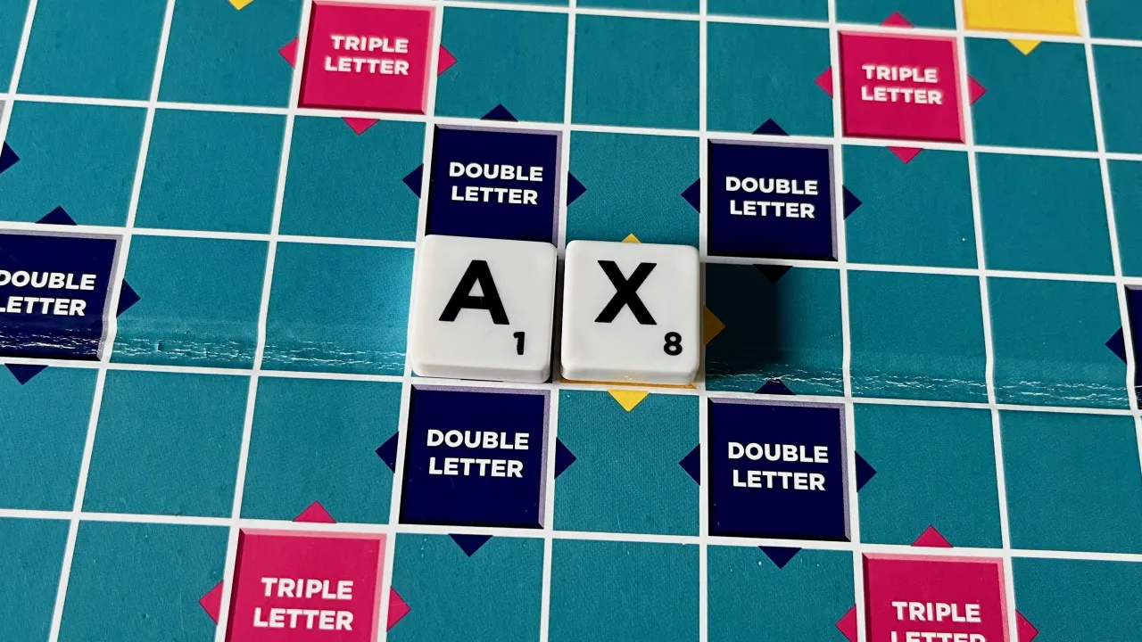 The word “Ax” played on a Scrabble board