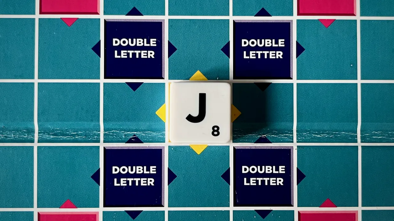 The J letter tile in Scrabble