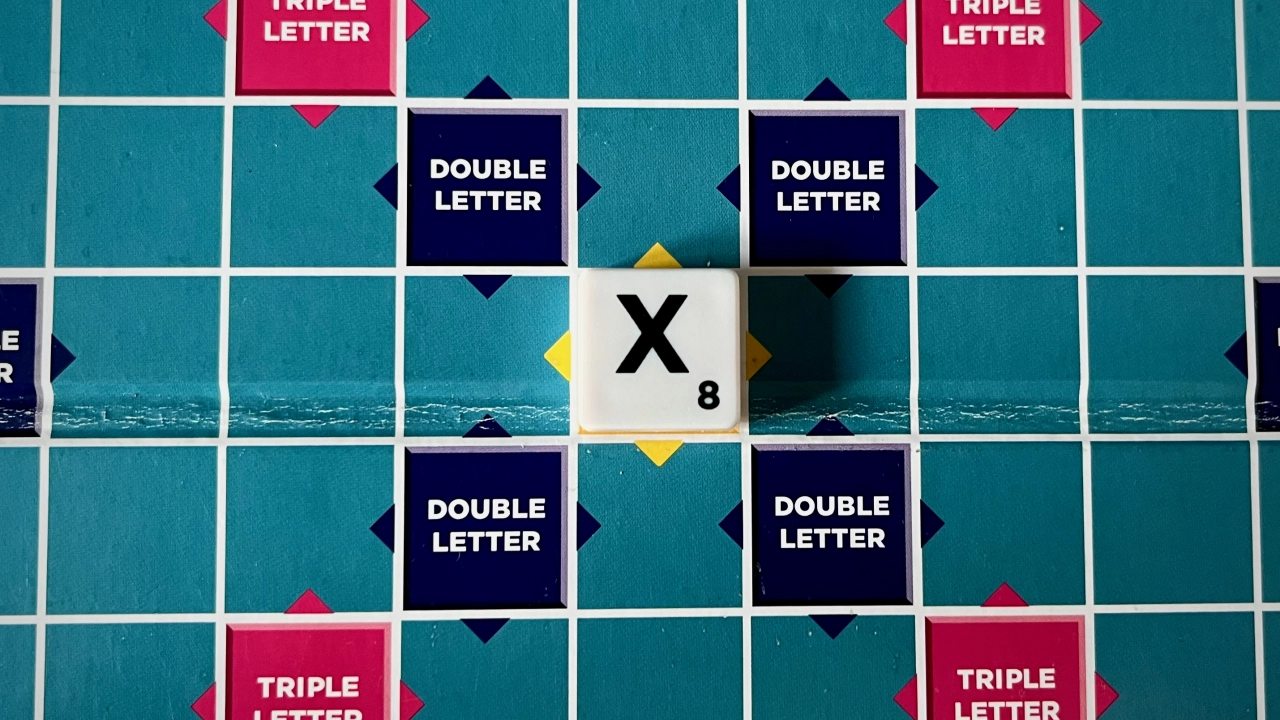The X letter tile in Scrabble